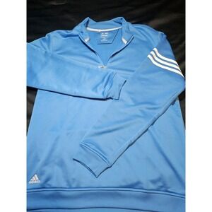 Adidas Golf Pullover Mens Medium Blue Climalite Quarter Zip 3-Stripe RN 88387